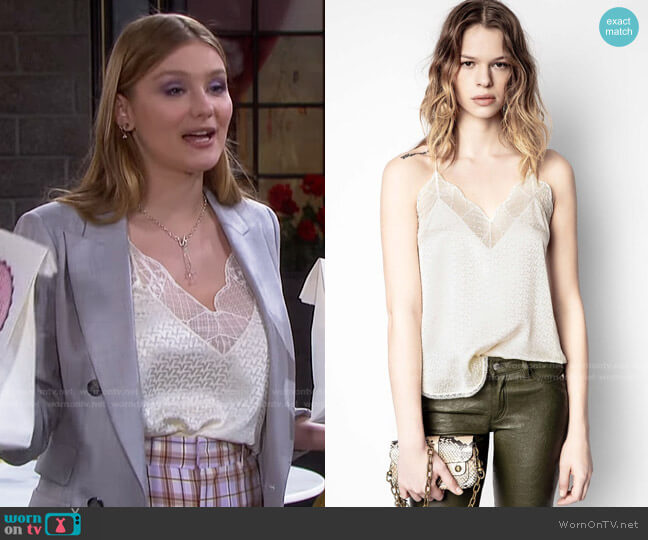 Zadig & Voltaire Christy Jac ZV Camisole worn by Alice Caroline Horton (Lindsay Arnold) on Days of our Lives