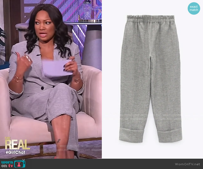 Zara Textured Turned Up Cuff Pants: worn by Garcelle Beauvais on The Real