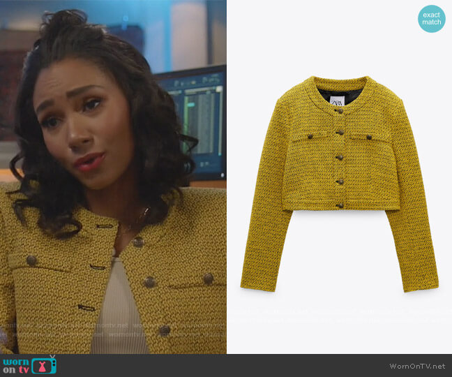 Zara Textured Weave Jacket worn by Layla Keating (Greta Onieogou) on All American