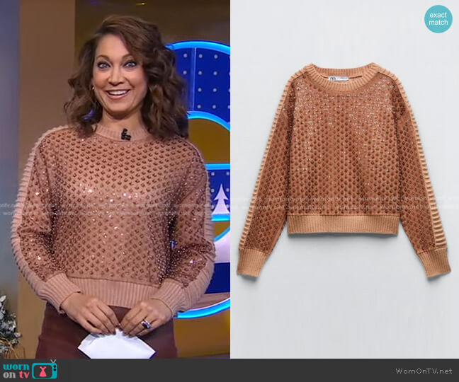 Zara Sequin Sweater worn by Ginger Zee on Good Morning America