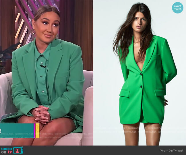 Zara Straight Cut Blazer with Pockets worn by Adrienne Houghton on The Real