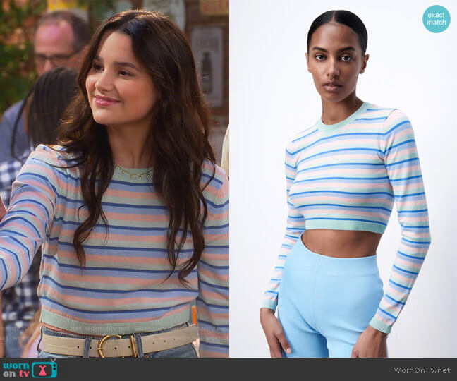 Zara Striped Knit Sweater worn by Lex (Jules LeBlanc) on Side Hustle