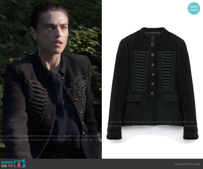 Zara Velvet Military Jacket worn by Lena Luthor (Katie McGrath) on Supergirl
