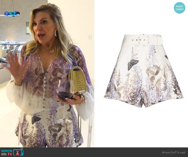 Zimmermann Luminous Floral-Print Linen Shorts worn by Ramona Singer on The Real Housewives Ultimate Girls Trip