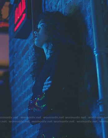 Zoya’s black embellished flame dress on Gossip Girl