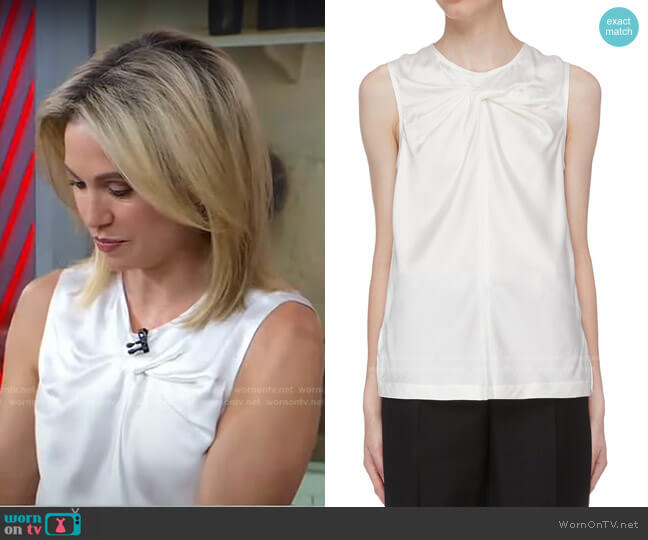 3.1 Phillip Lim Twist Yoke Satin Sleeveless Top worn by Amy Robach on Good Morning America