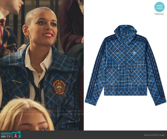 Adidas X Wales Bonner Tartan-Print Twill Track Jacket worn by Julien Calloway (Jordan Alexander) on Gossip Girl