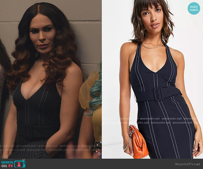 ASOS Halter Neck Midi Pencil Dress worn by Valeria (Nadine Velazquez) on Queens