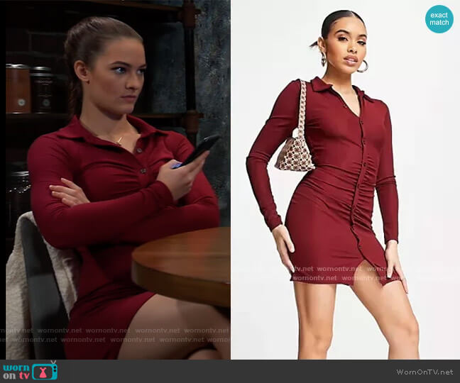 ASOS I Saw it First ruched Mini Dress worn by Esme (Avery Kristen Pohl) on General Hospital