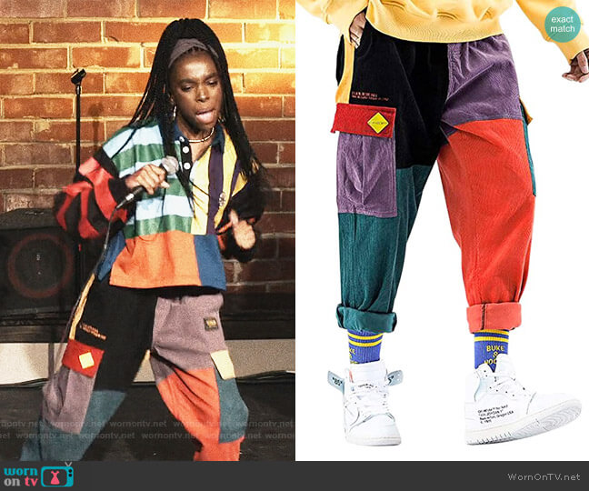 Aelfric Eden Patchwork Cargo Pants worn by Naomi (Teshi Thomas) on Queens