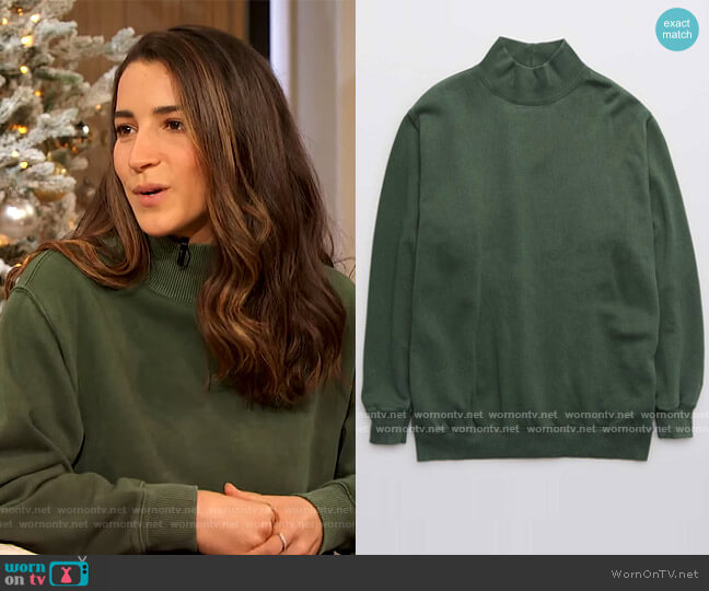 Aerie The Sweat Everyday Cozy Mock Neck Sweatshirt worn by Drew Barrymore on The Drew Barrymore Show