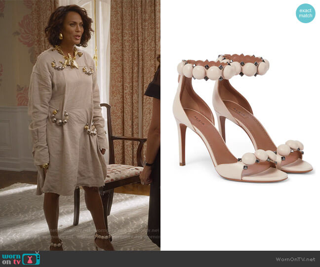 Alaia Bombe Studded Leather Sandals worn by Lisa Todd Wexley (Nicole Ari Parker) on And Just Like That