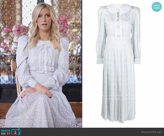 Alessandra Rich Houndstooth Silk Dress worn by Nicky Hilton Rothschild on Paris in Love