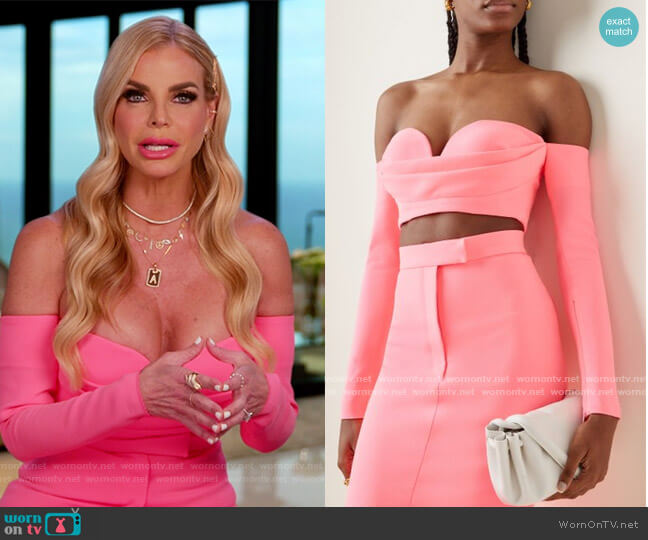 Alex Perry Loren Stretch Crepe Cropped Top worn by Alexia Echevarria (Alexia Echevarria) on The Real Housewives of Miami