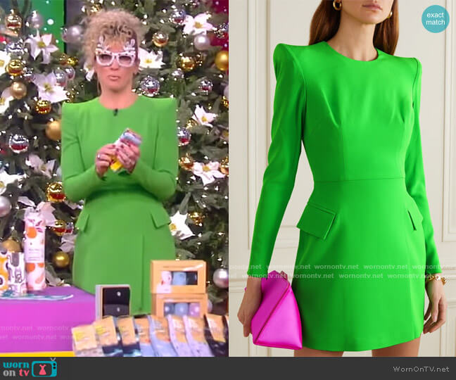 Alex Perry Rian satin-crepe mini dress worn by Sara Haines on The View