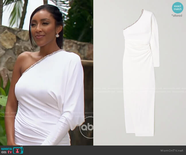 Alexandre Vauthier One-Shoulder Crystal-Embellished Dress worn by Tayshia Adams on The Bachelorette