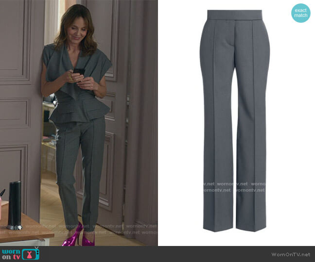Alexandre Vauthier Wool-Blend Straight-Leg Pants worn by Sylvie (Philippine Leroy-Beaulieu) on Emily in Paris