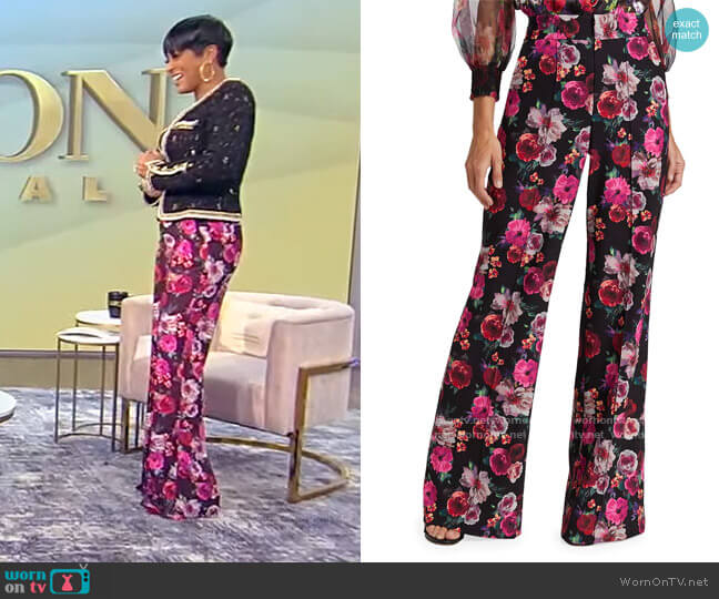 Alice + Olivia Dylan Floral Wide-Leg Pants worn by Tamron Hall on Tamron Hall Show
