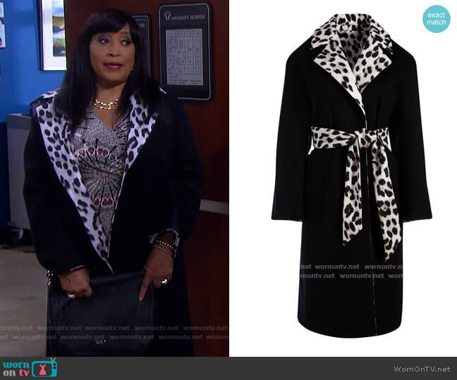 Alice + Olivia Tomiko reversible belted coat worn by Paulina Price (Jackée Harry) on Days of our Lives
