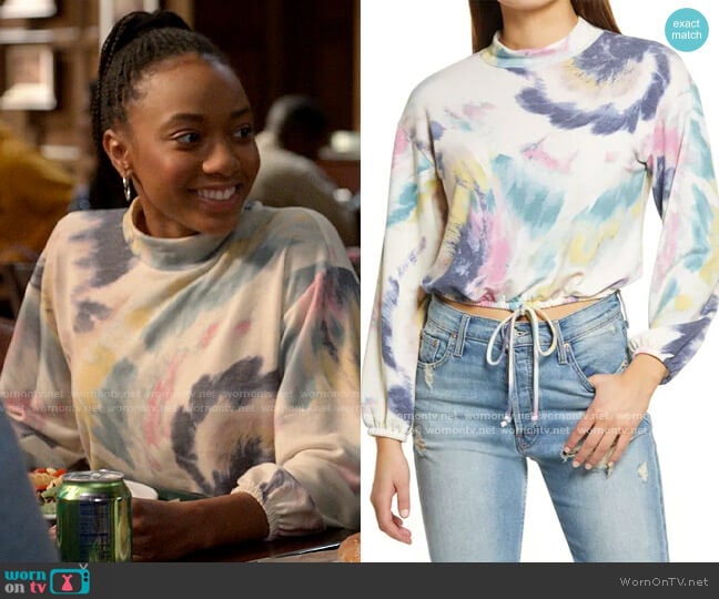 All in Favor Mock Neck Top worn by Whitney Chase (Alyah Chanelle Scott) on The Sex Lives of College Girls