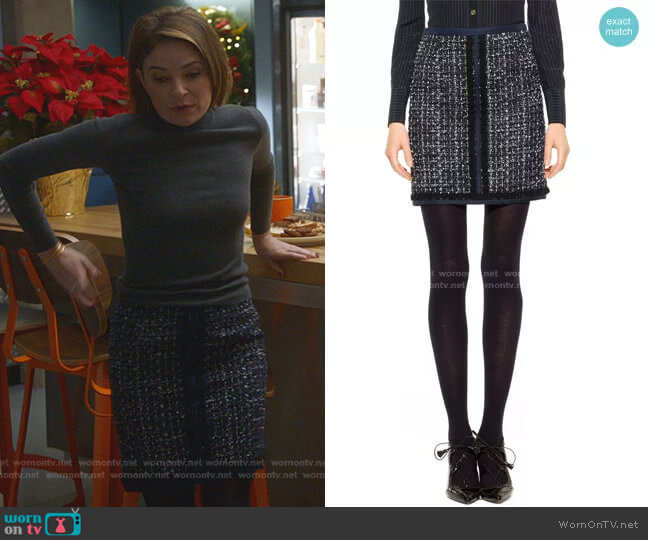 Tory Burch Annabelle Sparkle Fringe Tweed Skirt worn by Taylor Rentzel (MacKenzie Meehan) on Bull