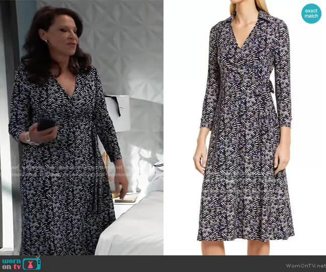 Anne Klein Abstract Print Wrap Front Knit Dress worn by Liesl Obrecht (Kathleen Gati) on General Hospital
