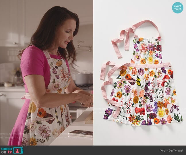 Anthropologie Nathalie Lete Helena Apron worn by Charlotte York (Kristin Davis) on And Just Like That