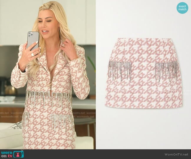 Area Crystal Fringe Houndstooth Mini Skirt worn by Heather Rae Young on Selling Sunset