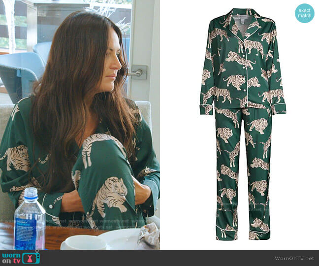 Averie Sleep Two-Piece Tiger Print Pajama Set worn by Lisa Barlow on The Real Housewives of Salt Lake City