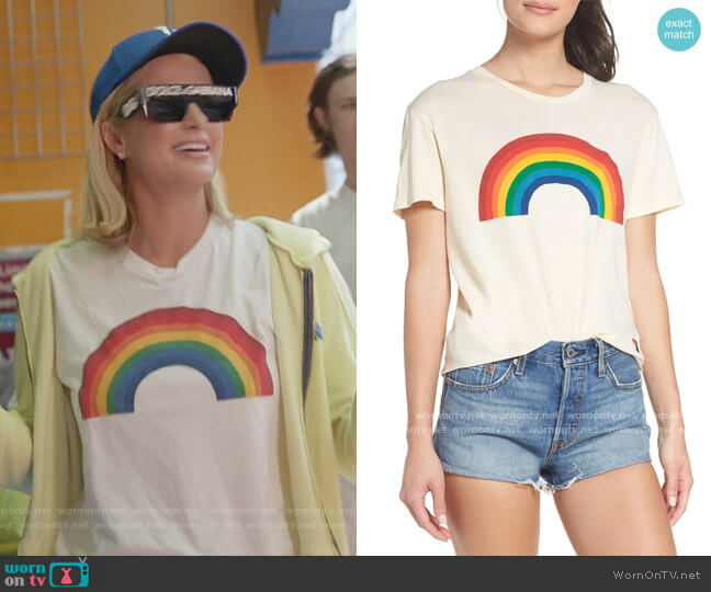 Aviator Nation Big Rainbow Boyfriend Tee worn by Paris Hilton on Paris in Love