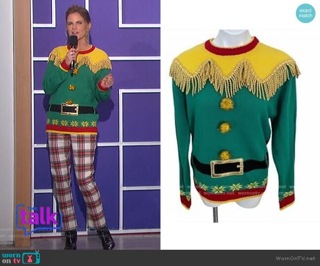 Blizzard Bay Elf Christmas Sweater worn by Natalie Morales on The Talk