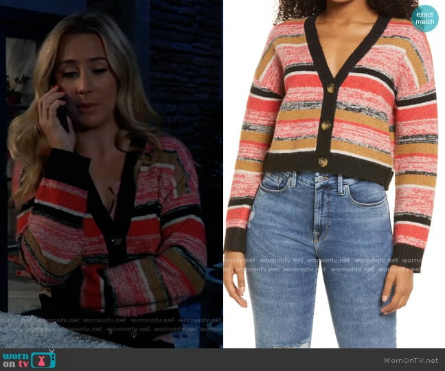 BP Crop Cardigan worn by Josslyn Jacks (Eden McCoy) on General Hospital
