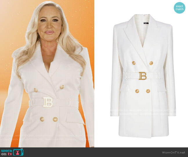 Balmain B-logo blazer-style Minidress worn by Shannon Beador on The Real Housewives of Orange County