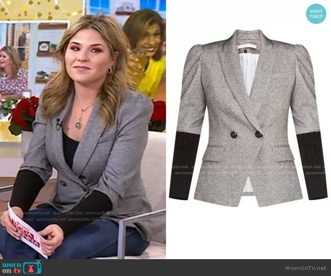 Veronica Beard Bayard Knit-Sleeve Dickey Jacket worn by Jenna Bush Hager on Today