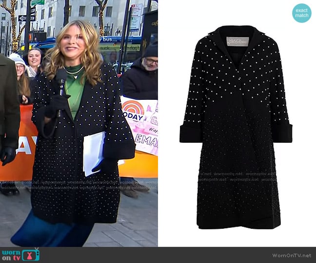 Lela Rose Bead-Embellished Wool-Blend Coat worn by Jenna Bush Hager on Today