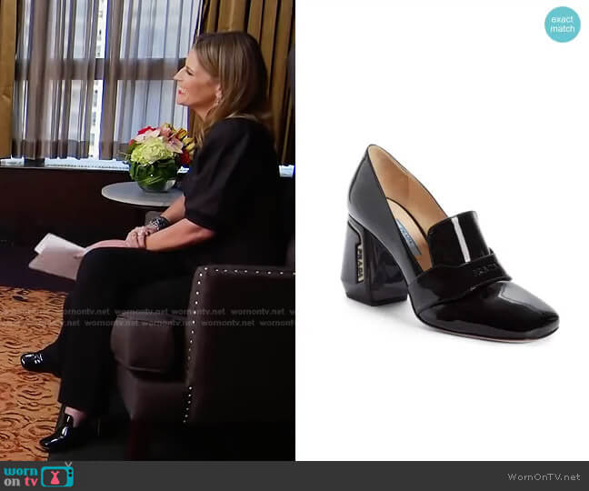 Prada Block Heel Loafer Pump worn by Savannah Guthrie on Today