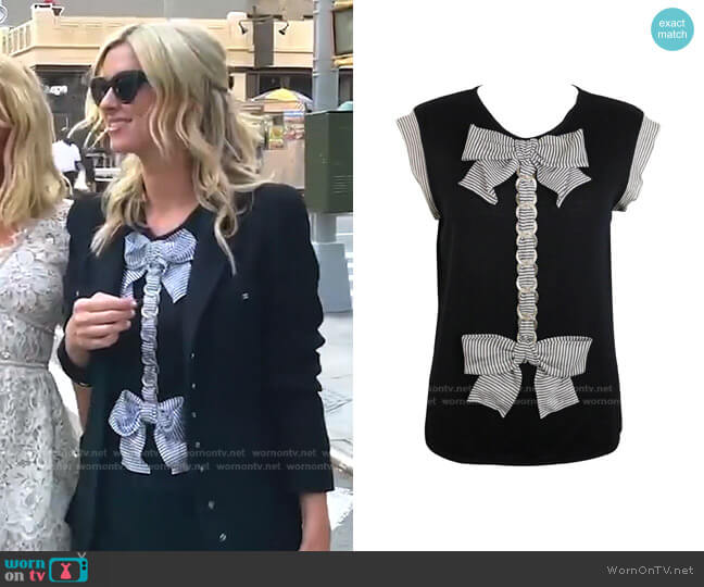 Chanel Cashmere Silk Bow And Chain Top worn by Nicky Hilton Rothschild on Paris in Love