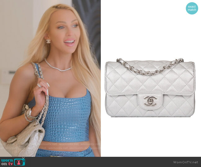 Chanel Quilted Lambskin Silver Bag worn by Christine Quinn on Selling Sunset