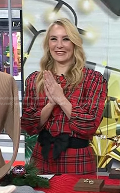 Chassie’s red tartan check top and pants on Today