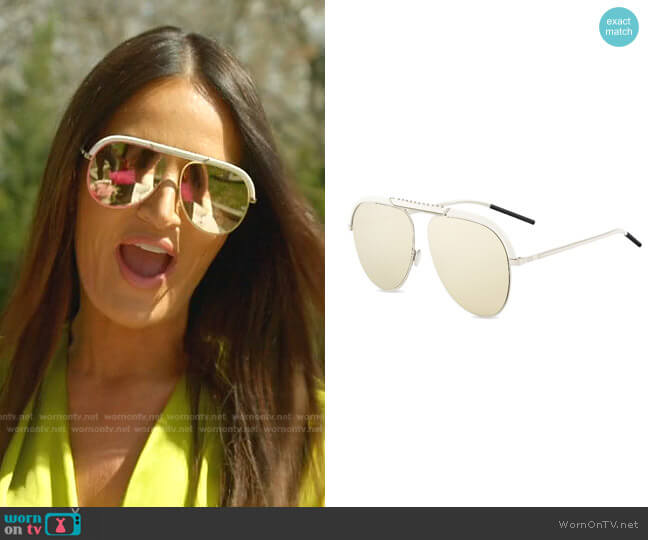 Dior Desertic Y3R Gold Mirrored Sunglasses worn by Lisa Barlow on The Real Housewives of Salt Lake City