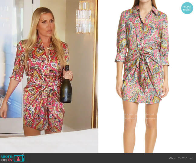 Cinq a Sept Gaby Paisley Print Long Sleeve Shirtdress worn by Dr. Jen Armstrong on The Real Housewives of Orange County