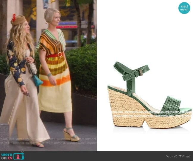 Clergerie Wedge Sandals worn by Miranda Hobbs (Cynthia Nixon) on And Just Like That