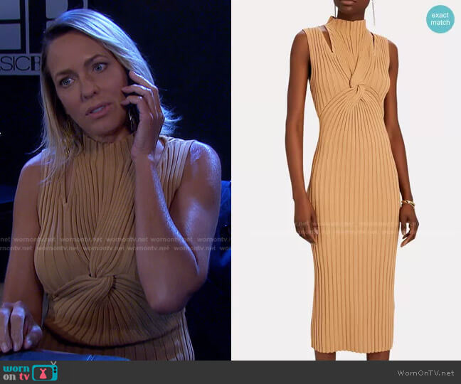 Acler Collins Twisted Rib Midi Dress worn by Nicole Walker (Arianne Zucker) on Days of our Lives