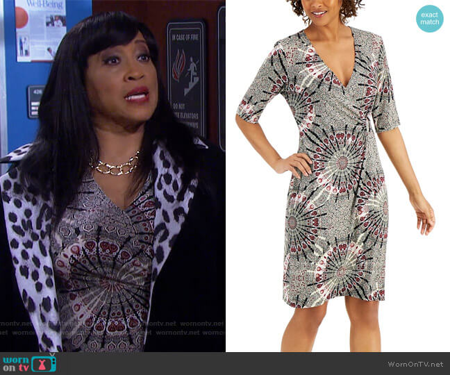Connected Jersey Faux-Wrap Dress worn by Paulina Price (Jackée Harry) on Days of our Lives