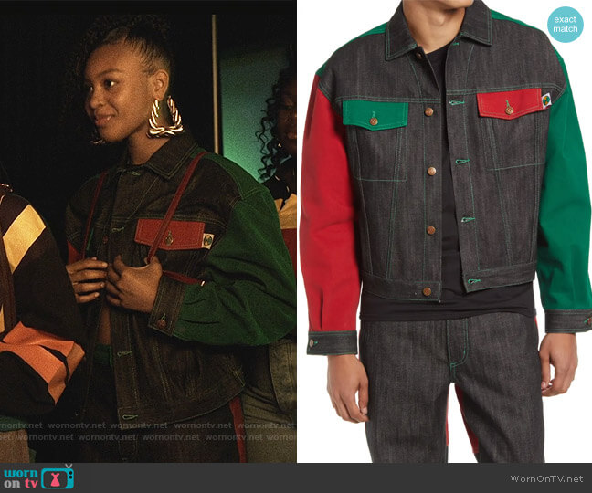 Cross Colours Gender Inclusive Colorblock Cotton Denim Jacket worn by Brianna (Kai N. Ture) on Queens