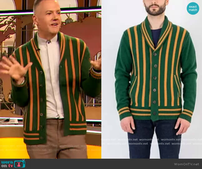 Crwth Billy The Kid Cardigan worn by Ross Mathews on The Drew Barrymore Show