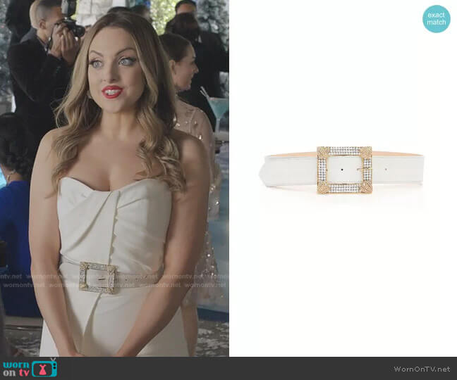 Alessandra Rich Crystal-Embellished Leather Belt worn by Fallon Carrington (Elizabeth Gillies) on Dynasty