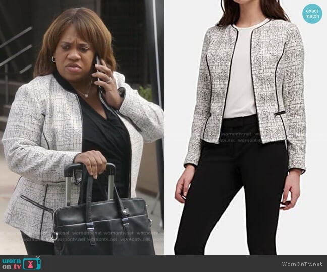 DKNY Faux-Leather Trim Jacket worn by Miranda Bailey (Chandra Wilson) on Greys Anatomy