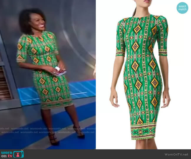 Alice + Olivia Delora Mystic Ikat Sheath Dress worn by Janai Norman on Good Morning America