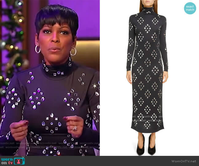 Dries Van Noten Hetar Crystal Embellished Long Sleeve Jersey Dress worn by Tamron Hall on Tamron Hall Show